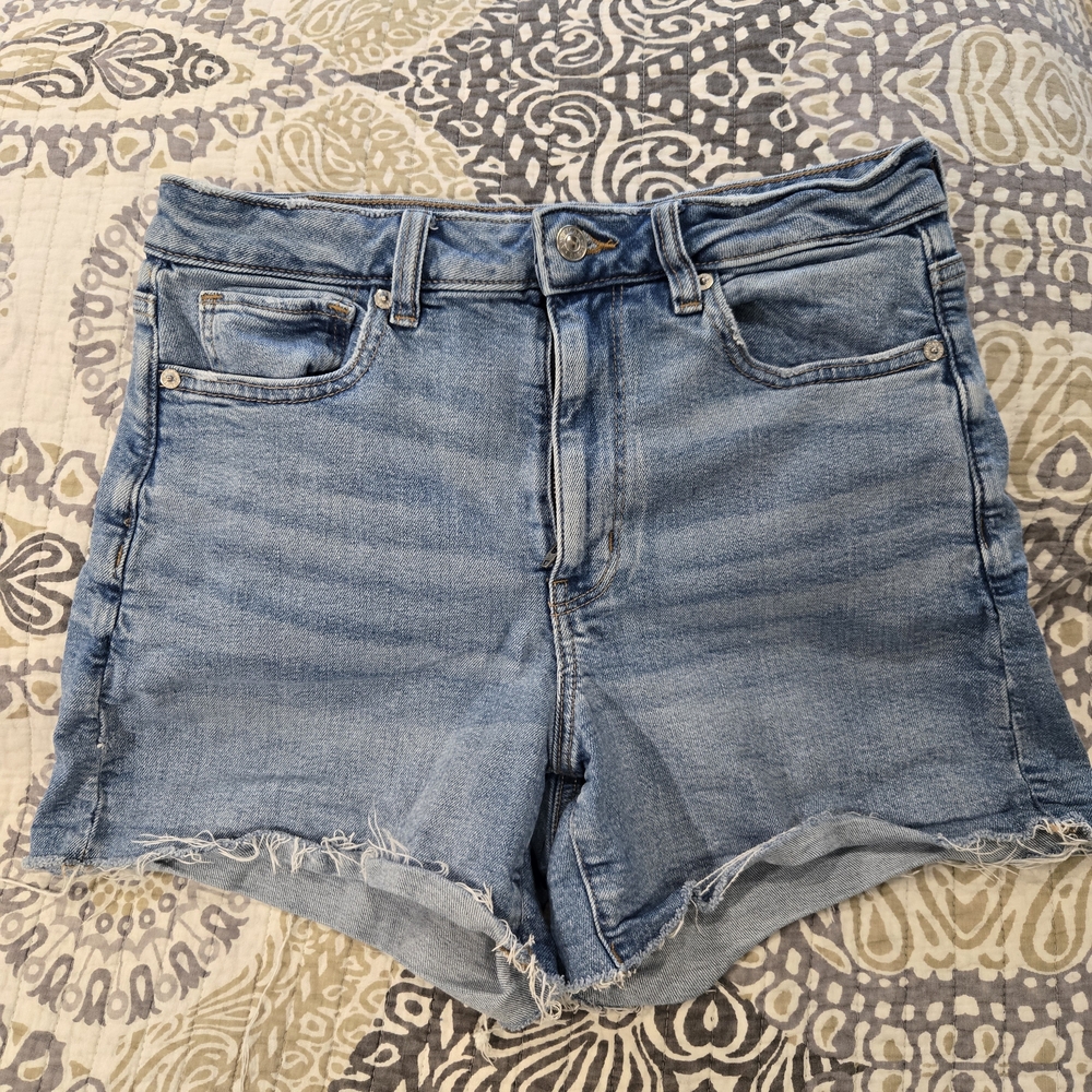 American Eagle Outfitters Blue Jean Shorts High-Waisted Cut-Off